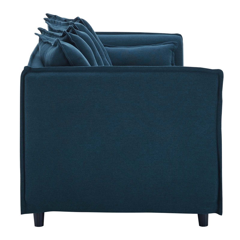 Modway Avalon Modern Wood and Fabric Slipcover Sofa in Azure Blue