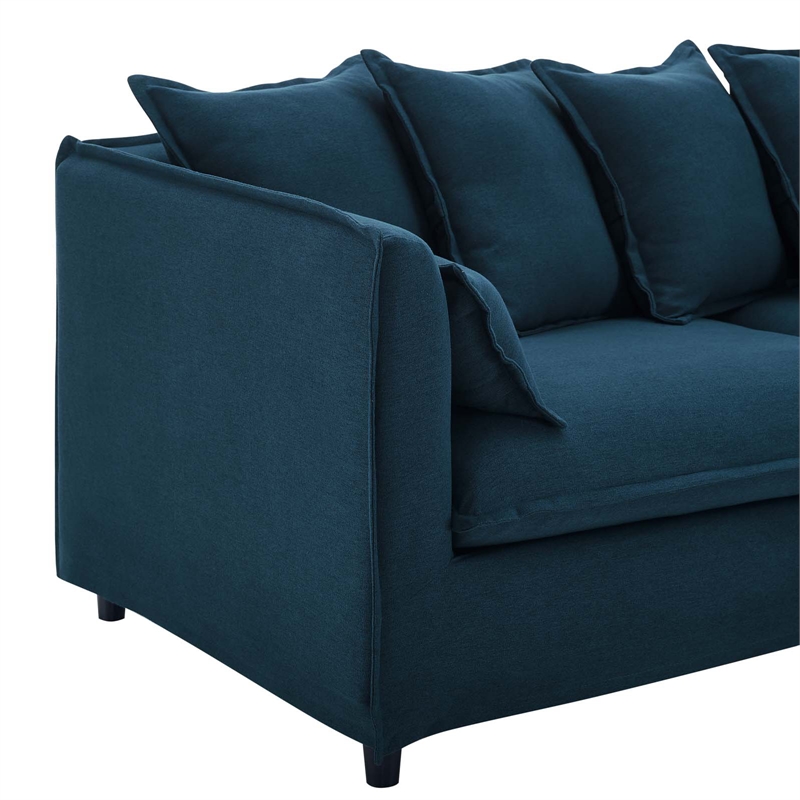 Modway Avalon Modern Wood and Fabric Slipcover Sofa in Azure Blue