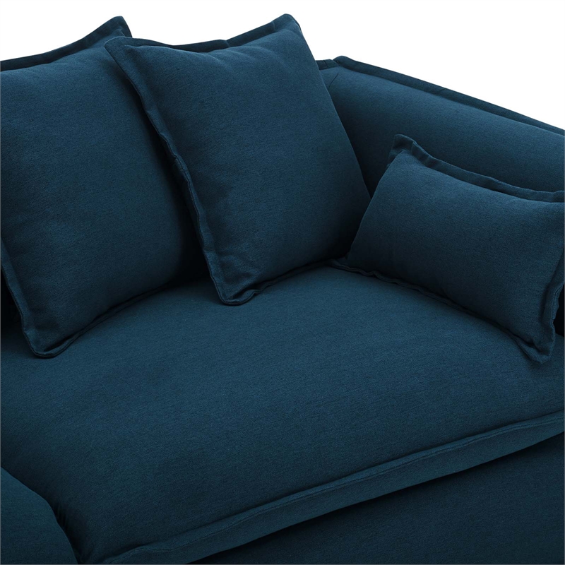 Modway Avalon Modern Wood and Fabric Slipcover Sofa in Azure Blue