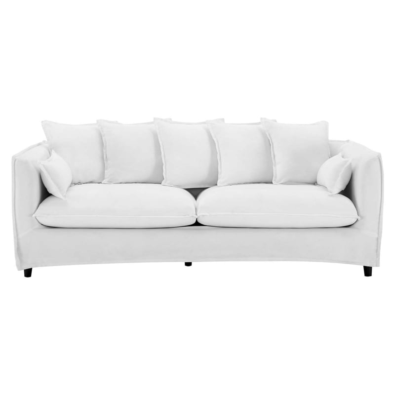 Modway Avalon Modern Wood and Fabric Slipcover Sofa in White Finish
