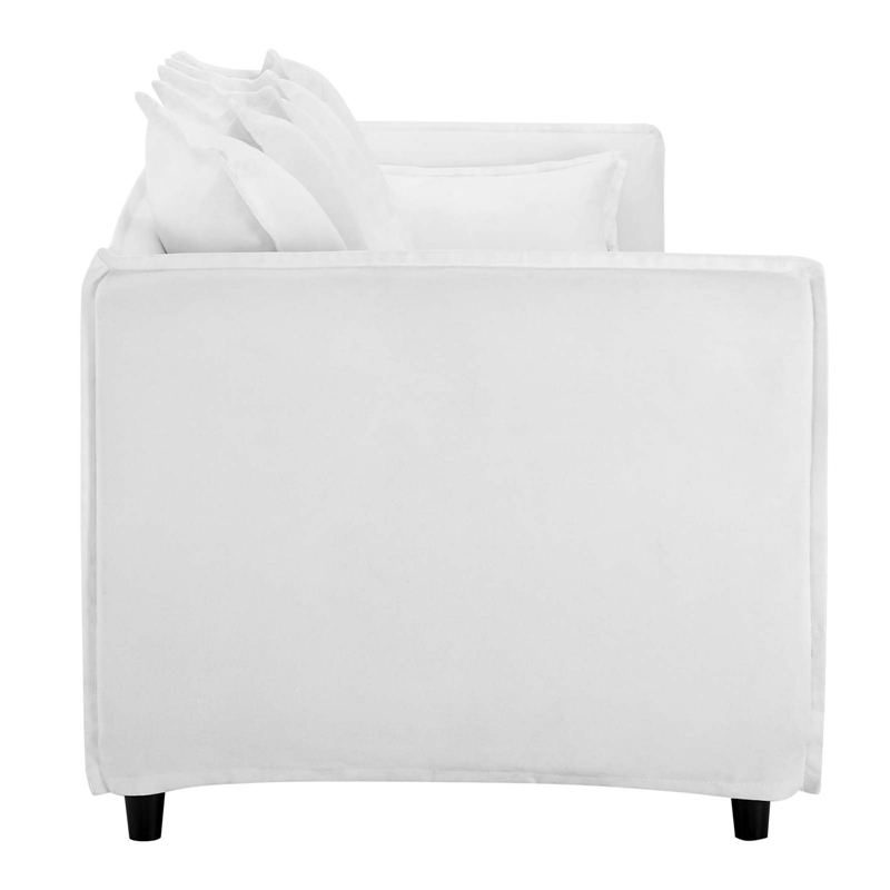 Modway Avalon Modern Wood and Fabric Slipcover Sofa in White Finish