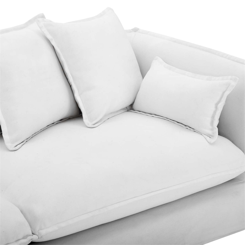 Modway Avalon Modern Wood and Fabric Slipcover Sofa in White Finish