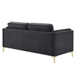 Modway Kaiya Performance Velvet Sofa with Metal Leg in Charcoal