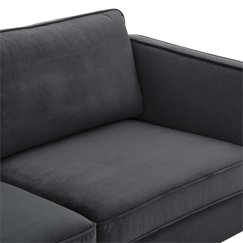 Modway Kaiya Performance Velvet Sofa with Metal Leg in Charcoal