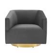 Modway Twist Performance Velvet Swivel Chair in Gold & Charcoal