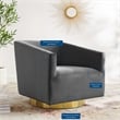 Modway Twist Performance Velvet Swivel Chair in Gold & Charcoal