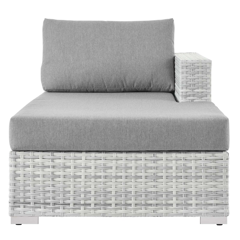 Modway Convene Rattan and Foam Patio Right Chaise in Light Gray