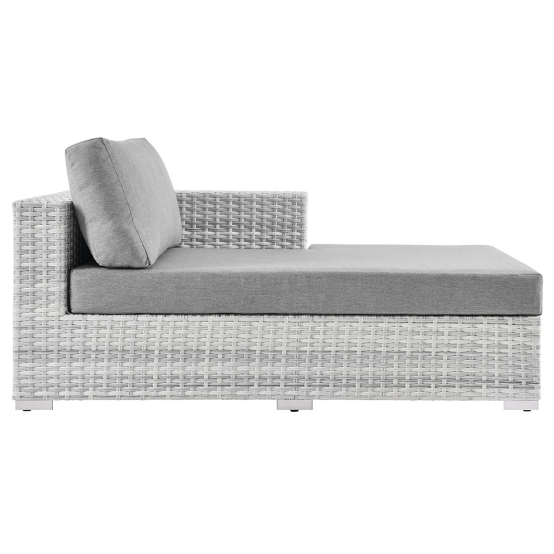 Modway Convene Rattan and Foam Patio Right Chaise in Light Gray
