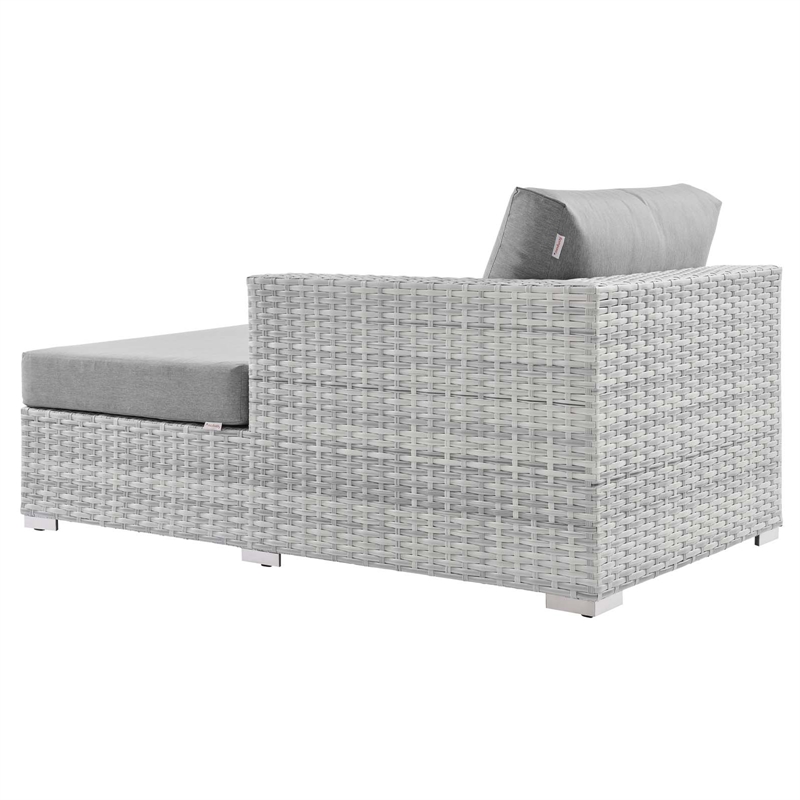 Modway Convene Rattan and Foam Patio Right Chaise in Light Gray