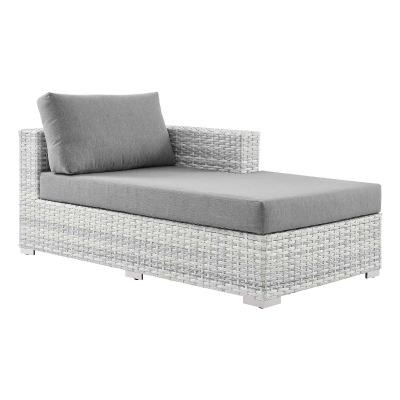 Modway Convene Rattan and Foam Patio Right Chaise in Light Gray