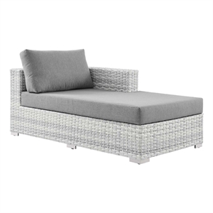 modway convene rattan and foam patio right chaise in light gray