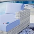 Modway Convene Rattan and Foam Patio Right Chaise in Light Gray/Light Blue