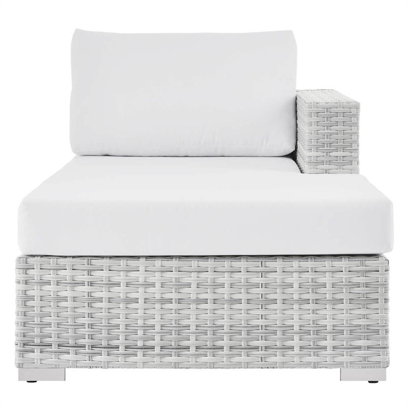 Modway Convene Rattan and Foam Patio Right Chaise in Light Gray/White
