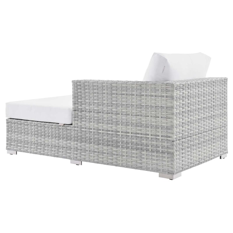 Modway Convene Rattan and Foam Patio Right Chaise in Light Gray/White