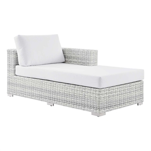 Modway Convene Rattan and Foam Patio Right Chaise in Light Gray/White