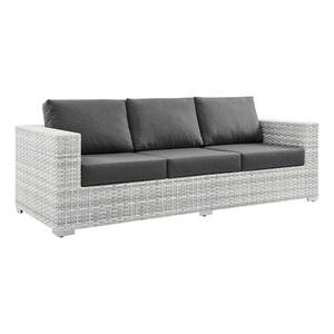 modway convene contemporary fabric patio sofa in light gray/charcoal