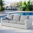 Modway Convene Fabric & Rattan Patio Sofa in Light Gray & Gray