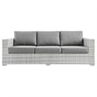 Modway Convene Fabric & Rattan Patio Sofa in Light Gray & Gray