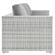 Modway Convene Fabric & Rattan Patio Sofa in Light Gray & Gray