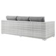 Modway Convene Fabric & Rattan Patio Sofa in Light Gray & Gray