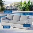 Modway Convene Fabric & Rattan Patio Sofa in Light Gray & Gray