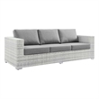 Modway Convene Fabric & Rattan Patio Sofa in Light Gray & Gray