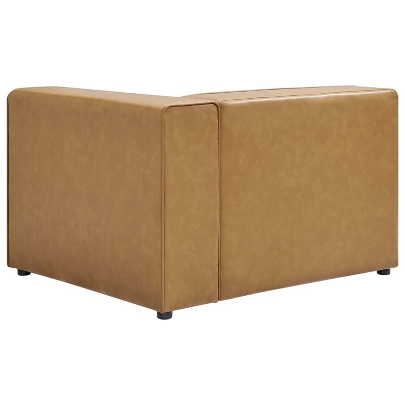 Modway Mingle Modern Faux Leather Right-Arm Chair in Tan Finish