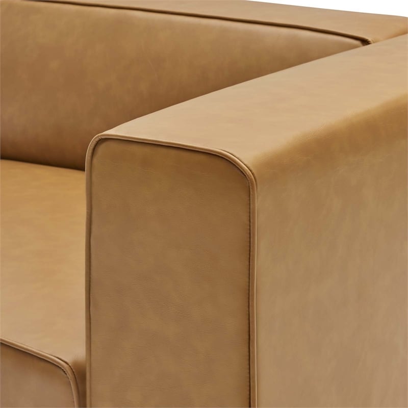 Modway Mingle Modern Faux Leather Right-Arm Chair in Tan Finish