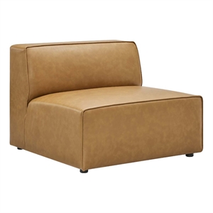 modway mingle contemporary vegan leather armless chair in tan