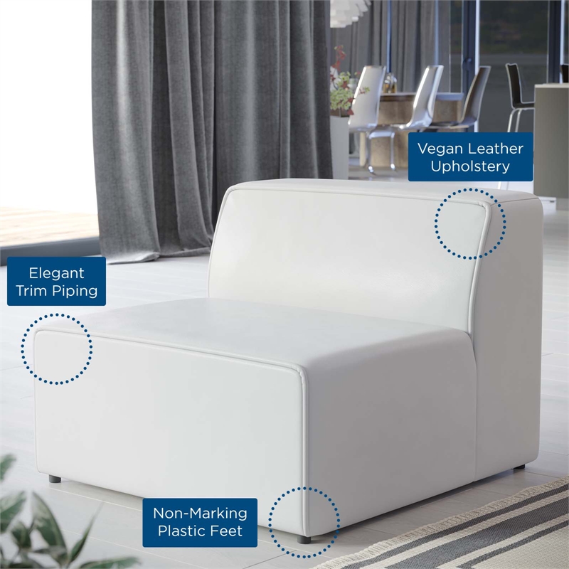 Modway Mingle Modern Faux Leather Armless Chair in White Finish