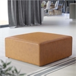 Modway Mingle Modern Faux Leather Upholstered Ottoman in Tan