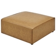 Modway Mingle Modern Faux Leather Upholstered Ottoman in Tan