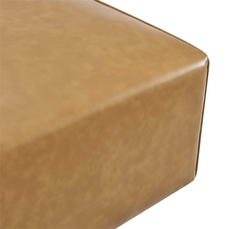 Modway Mingle Modern Faux Leather Upholstered Ottoman in Tan