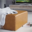 Modway Mingle Modern Faux Leather Upholstered Ottoman in Tan