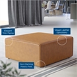 Modway Mingle Modern Faux Leather Upholstered Ottoman in Tan