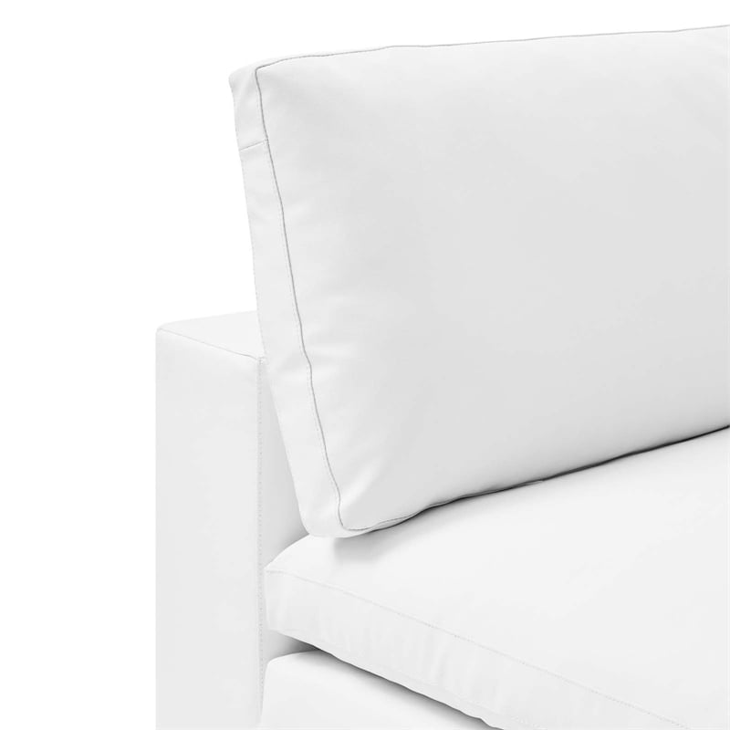 Modway Commix Down Filled Overstuffed Faux Leather Armless Chair in White