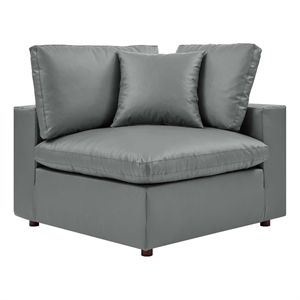 modway commix down filled overstuffed vegan leather corner chair in gray