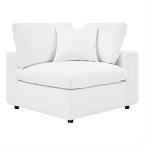 modway commix down filled overstuffed vegan leather corner chair in white