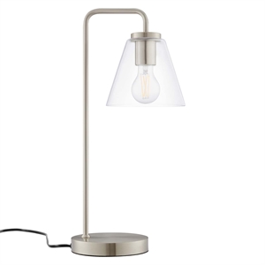 modway element 1-light modern glass/metal table lamp in satin nickel