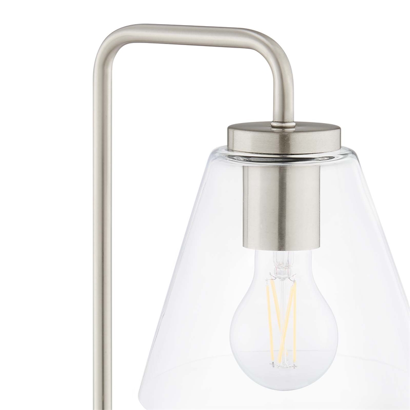 Modway Element 1-Light Modern Glass/Metal Table Lamp in Satin Nickel