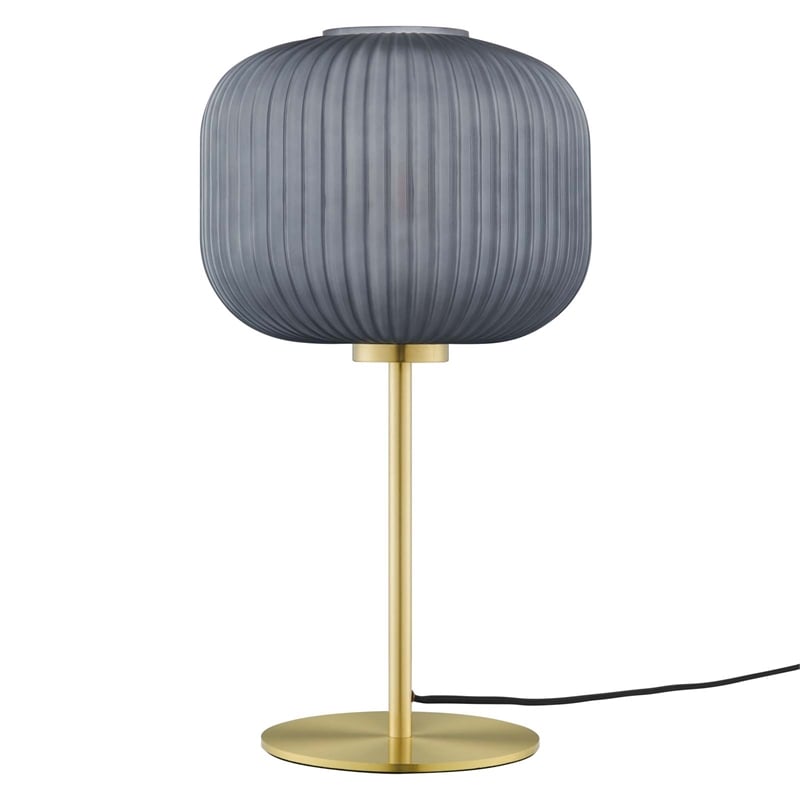 Modway Reprise 1-Light Modern Glass Table Lamp in Black/Satin Brass