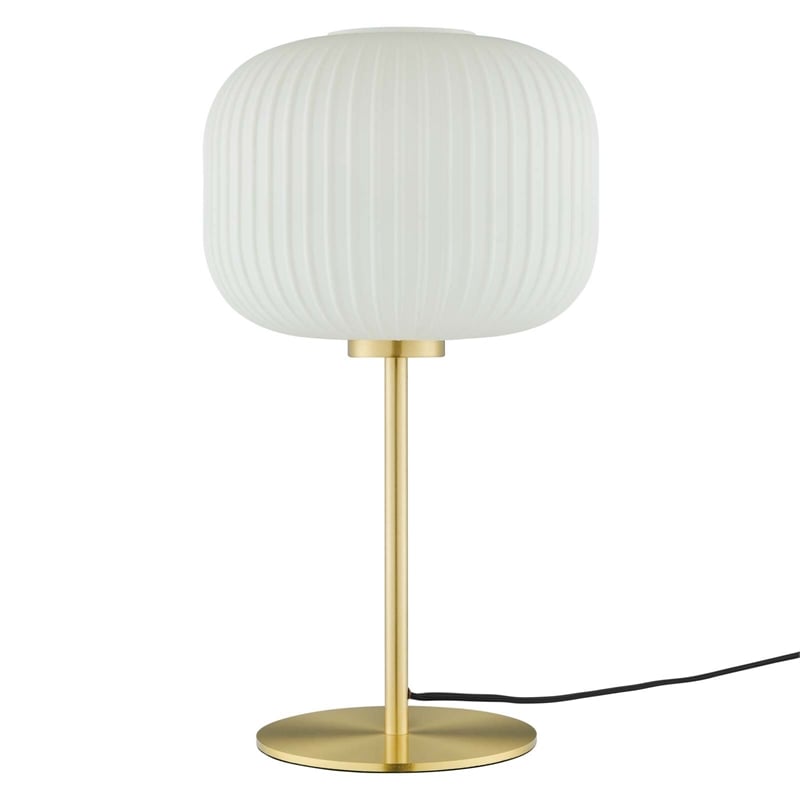 Modway Reprise 1-Light Modern Glass Table Lamp in White/Satin Brass
