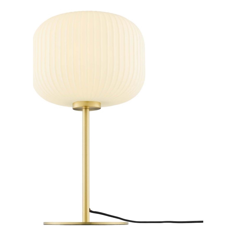 Modway Reprise 1-Light Modern Glass Table Lamp in White/Satin Brass