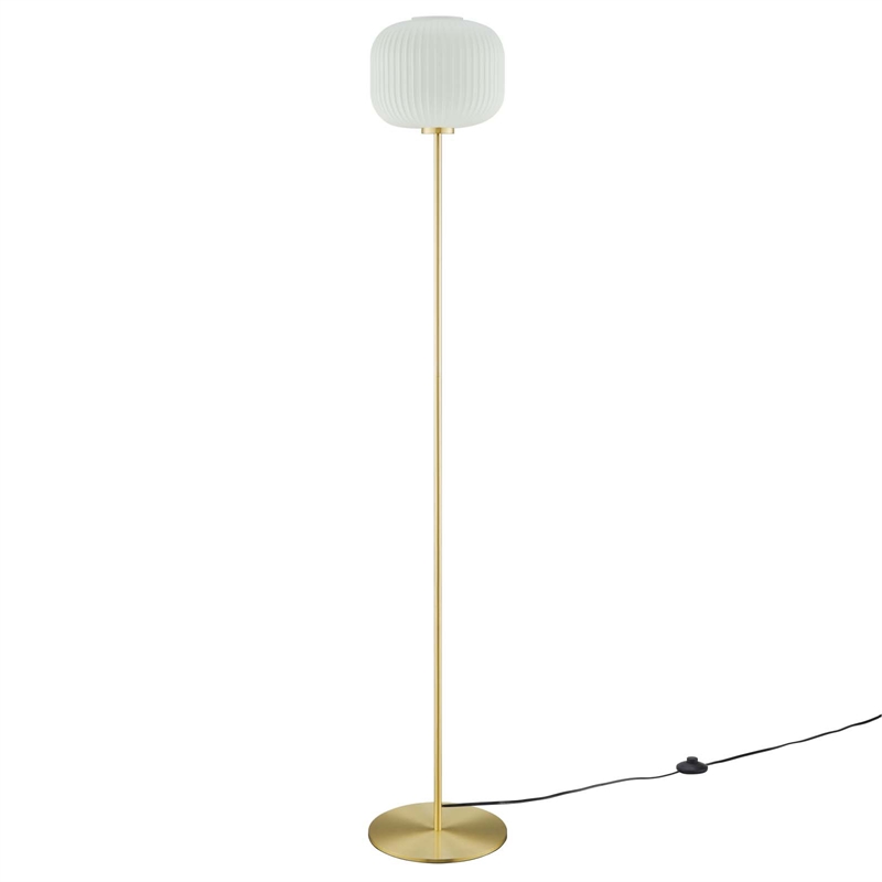 Modway Reprise 1-Light Modern Glass/Metal Floor Lamp in White/Satin Brass
