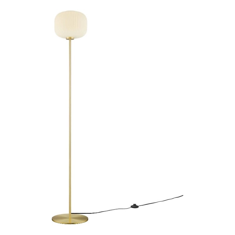Modway Reprise 1-Light Modern Glass/Metal Floor Lamp in White/Satin Brass