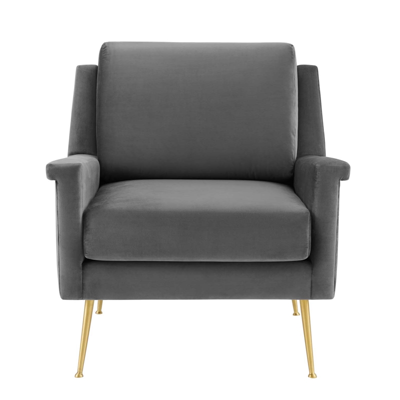 Modway Chesapeake Performance Velvet Armchair in Gold Gray