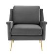 Modway Chesapeake Performance Velvet Armchair in Gold Gray