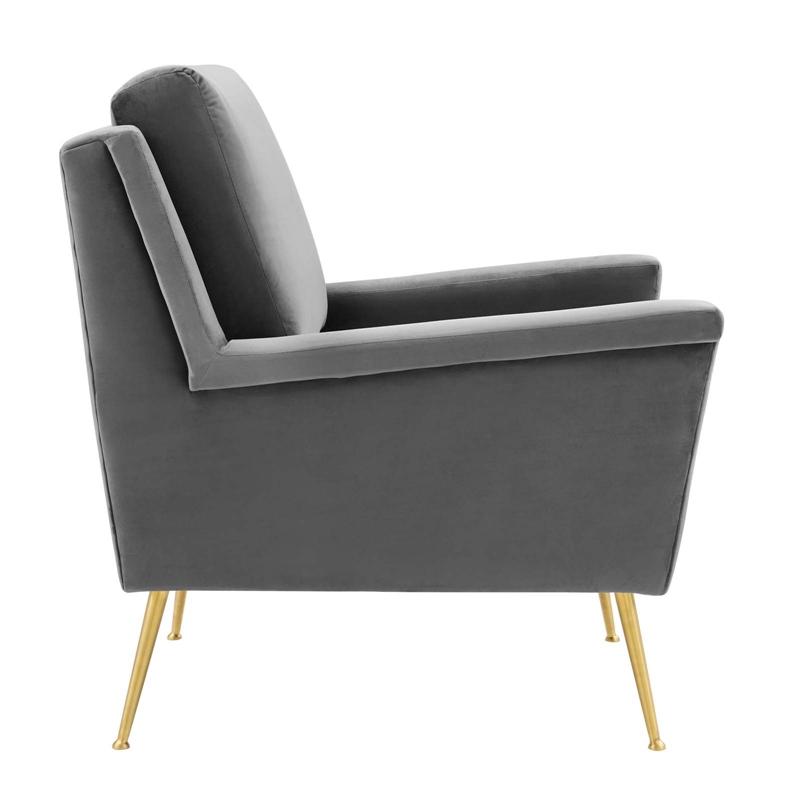 Modway Chesapeake Performance Velvet Armchair in Gold Gray