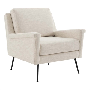 modway chesapeake contemporary fabric armchair in black and beige