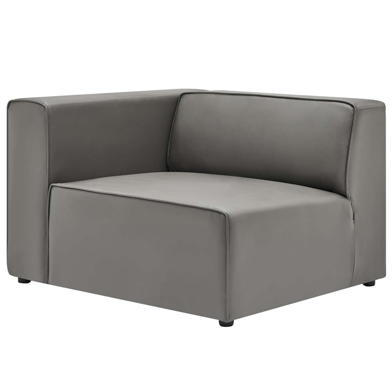 Modway Mingle 4-Piece Modern Faux Leather Sectional Sofa in Gray